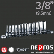 NEPROS 네프로스 3/8인치 6각 롱 핸드소켓세트 복스 ( 12PCS ) NTB3L12A